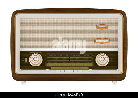 Vintage Radio isoliert auf weißem Hintergrund Stockfoto