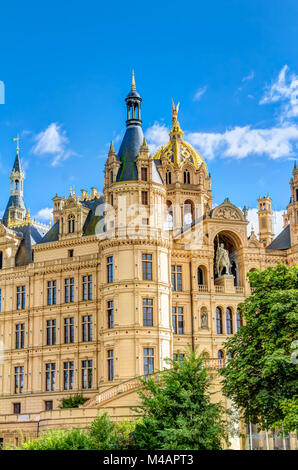 Schloss Schwerin in romantischen Historismus Architektur Stockfoto