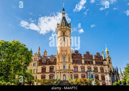 Schloss Schwerin in romantischen Historismus Architektur Stockfoto