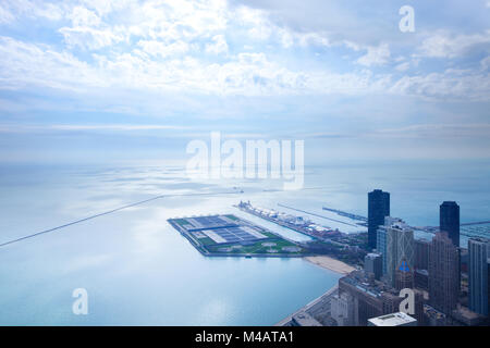 Luftaufnahme des Lake Michigan, Chicago, Illinois, USA Stockfoto