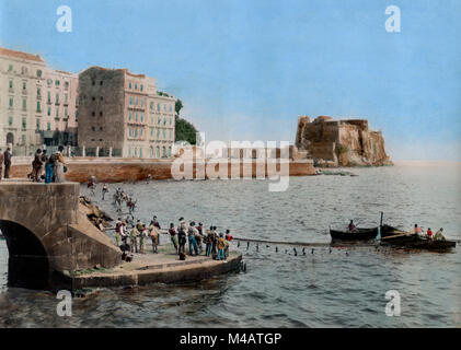 C 1880 s Italien - Blick auf den Hafen von Neapel Stockfoto