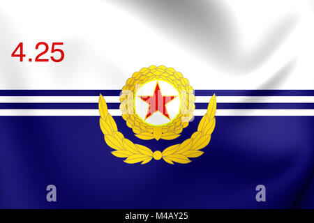 Koreanischen Volkes Armee Marine Force 3D Flagge. Hautnah. Stockfoto