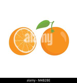 Orangen Orange Slice, halb Orange und von vorne Schneiden reif orange. Stock Vektor