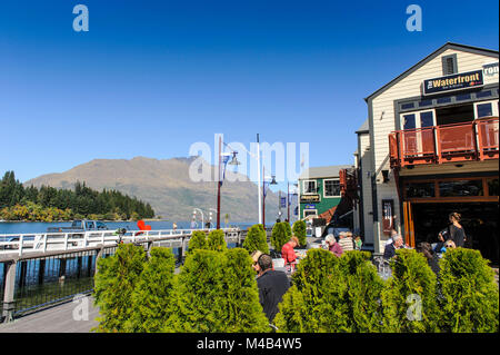 Air Cafe am Ufer des Lake Wakatipu, Queenstown, Südinsel, Neuseeland Stockfoto