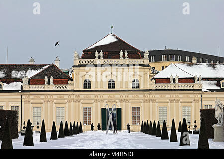 Wien Österreich - Dezember 17, 2010: das Schloss Belvedere und Garten in Wien. Unteren Belvedere. Stockfoto