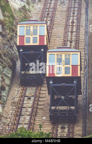 Die East Hill Cliff Seilbahn Seilbahn Eisenbahn in Hastings Stockfoto