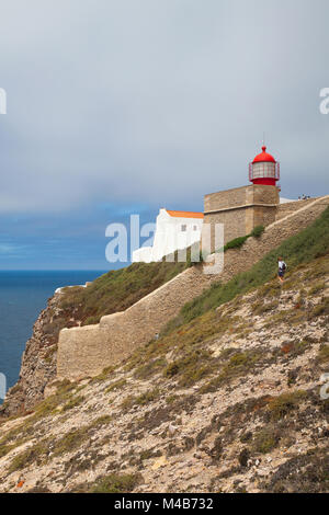 Sintra, Portugal, 5. Juli 2014: Leuchtturm von Cabo de Sao Vicente, Sagres, Algarve, Portugal. Cabo da Roca Leuchtturm war der erste Zweck gebaut ligh Stockfoto