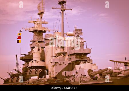 Closeup Details des Krieges bereit Artillerie Schlachtschiff Stockfoto