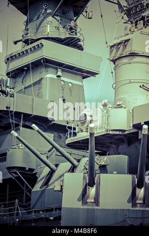 Closeup Details des Krieges bereit Artillerie Schlachtschiff Stockfoto