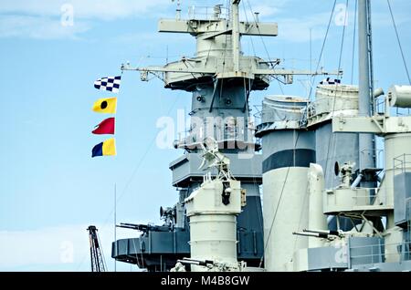 Closeup Details des Krieges bereit Artillerie Schlachtschiff Stockfoto