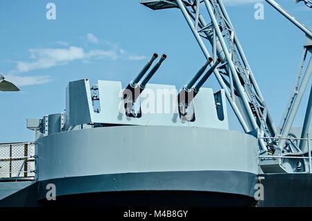 Closeup Details des Krieges bereit Artillerie Schlachtschiff Stockfoto