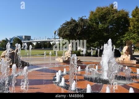 Interaktive Brunnen bei Coolidge Park in Chattanooga, Tennessee Stockfoto