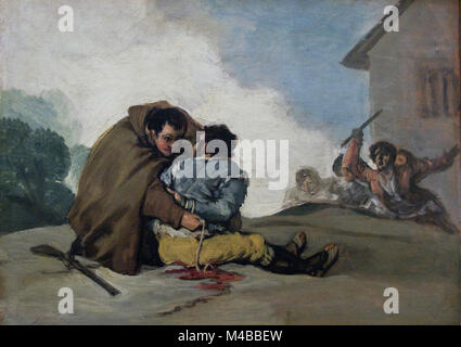 Francisco José de Goya y Lucientes - Pater Pedro bindet El Maragato mit einem Seil 1806 Stockfoto