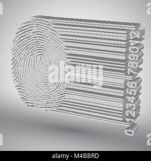 Fingerabdruck zu Barcode Vector Illustration Stock Vektor