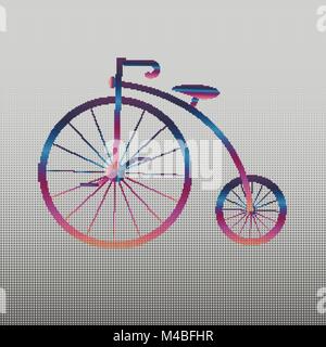 Penny-farthing Symbol weiß auf grünem Hintergrund isoliert. Antike altes Fahrrad mit großen Rädern. Bunte antike altes Fahrrad mit großen Rädern Penny-fa Stock Vektor