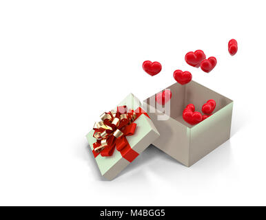 Geschenk für den Valentinstag. 3D-Rendering Stockfoto