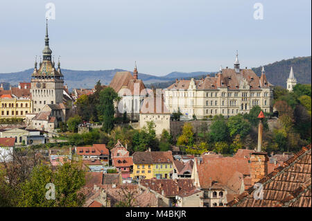 Blick über Stadt Sighisoara, Rumänien Stockfoto