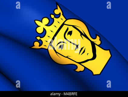 3D-Flagge des Stockholm, Schweden. Stockfoto