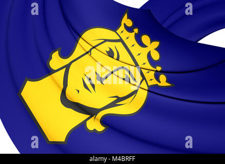 3D-Flagge des Stockholm, Schweden. Stockfoto