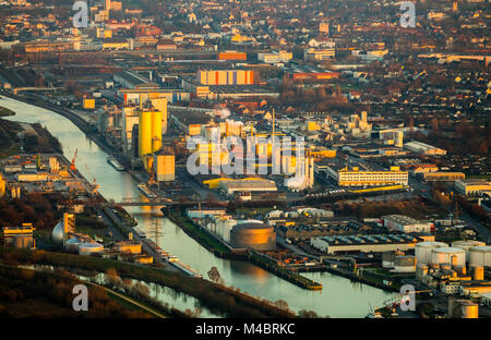 Luftaufnahme, Hafen Hamm, Ölmühle Brökelmann, Boelio, Lippe, Datteln-Hamm-Kanal, Hamm, Ruhrgebiet, Nordrhein-Westfalen Stockfoto