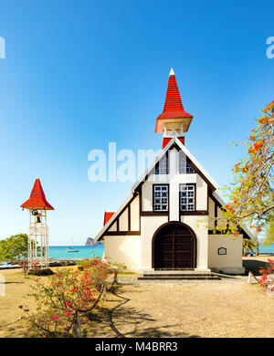 Notre Dame Auxiliatrice Kirche in Cap Malheureux. Stockfoto