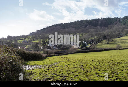 Blick über Bickwell Farm in Richtung Peak Hill und Mutters Moor, in Honiton, Devon, England, Großbritannien Stockfoto