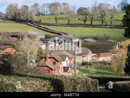 Blick über Bickwell Farm und die Sid Valley in Honiton, Devon, England, Großbritannien Stockfoto