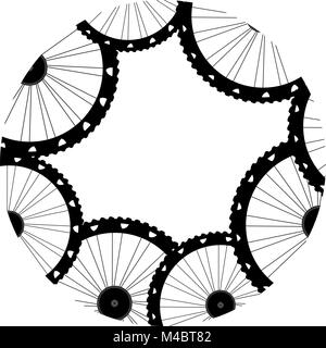 Fahrrad Räder Muster isoliert auf weißem Hintergrund Stockfoto