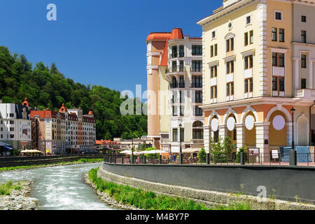 Komfortables Hotel in den Bergen. Stockfoto