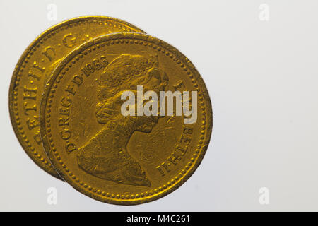 Zwei ein Pfund Münzen Stockfoto