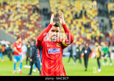 Februar 16, 2018: Constantin FCSB Budescu Nr. 11 (Bukarest) am Ende der UEFA Europa League 2017-2018, eine Runde 32, erste Etappe, zwischen FCSB Bukarest (ROU) und SS Lazio Roma (ITA) auf nationaler Arena, Bukarest, Rumänien ROU. Foto: Cronos/Catalin Soare Stockfoto