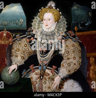 Elizabeth I, der "Armada Portrait". Portrait von Königin Elizabeth I von einem unbekannten Künstler der englischen Schule, Öl auf Leinwand, 1588 Stockfoto