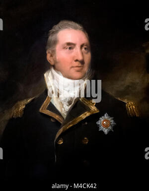 Kapitän Sir Edward Pellew. Portrait von Admiral Edward Pellew, 1. Viscount Exmouth (1757-1833) als Captain c. 1797, von Sir Thomas Lawrence, Öl auf Leinwand. Stockfoto