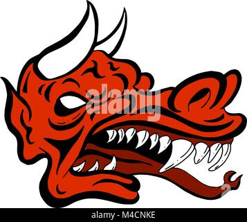 Ein Bild von einem Dämon Drache Gesicht Kreatur. Stock Vektor