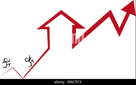 Ein Bild des Hauptkunden, der versucht, mit dem Aufstieg der Home Preise und Zinsen zu fangen. Stock Vektor