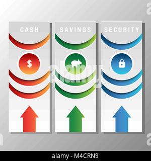 Ein Bild der finanziellen Lesezeichen Symbole. Stock Vektor