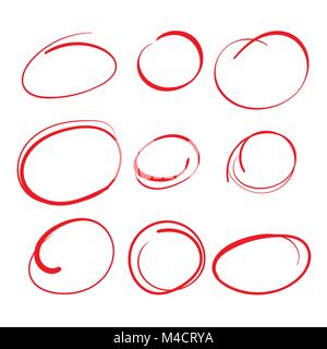Roter Kreis Einstufung von Marken mit Swoosh Fühlen - Kennzeichnung bis die Papiere Stock Vektor
