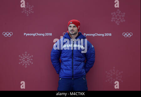 Großbritanniens Dom Parsons gewinnt Bronze im Skeleton bei den Olympischen Sliding Center bei Tag sieben der Olympischen Winterspiele 2018 PyeongChang in Südkorea. Stockfoto