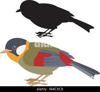 Gouldian Finch Vektor-illustration Flat Style schwarze Silhouette Stock Vektor