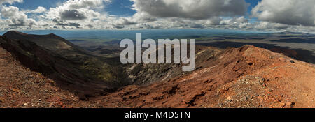 Panorama Norden Durchbruch große Tolbachik Riss Eruption 1975 Stockfoto