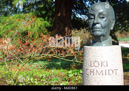 Loki Schmidt Büste im Botanischen Garten Hamburg Stockfoto