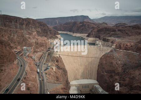 Hoover Dam, Boulder Dam zwischen Nevada und Arizona Stockfoto