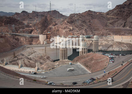 Hoover Dam, Boulder Dam zwischen Nevada und Arizona Stockfoto