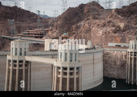 Hoover Dam, Boulder Dam zwischen Nevada und Arizona Stockfoto