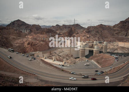 Hoover Dam, Boulder Dam zwischen Nevada und Arizona Stockfoto