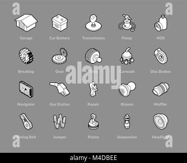 Isometrische Umriss Icons set Stock Vektor