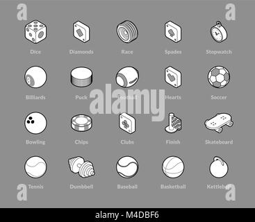 Isometrische Umriss Icons set Stock Vektor