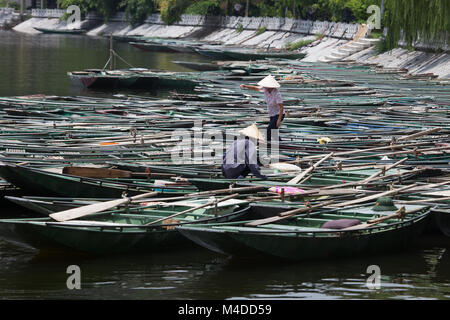 Boote am Mekong Delta Stockfoto