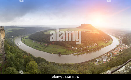 Ausblick von der Burg Königstein in Sachsen, Deutschland Stockfoto