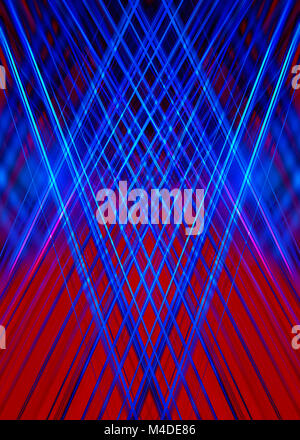 Rote und blaue Lichtstrahlen Hintergrund Stockfoto